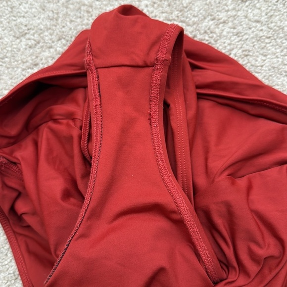 L Space The Nora Ruched Halter Tie Burnt Red/Orange One Piece Swimsuit Size 12 - Picture 9 of 9